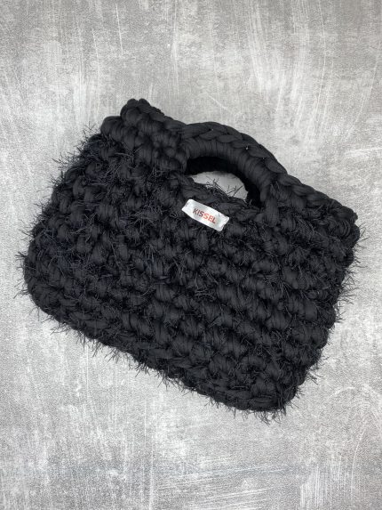 Женская вязаная сумка-тоут черная — ручная работа от Kissel